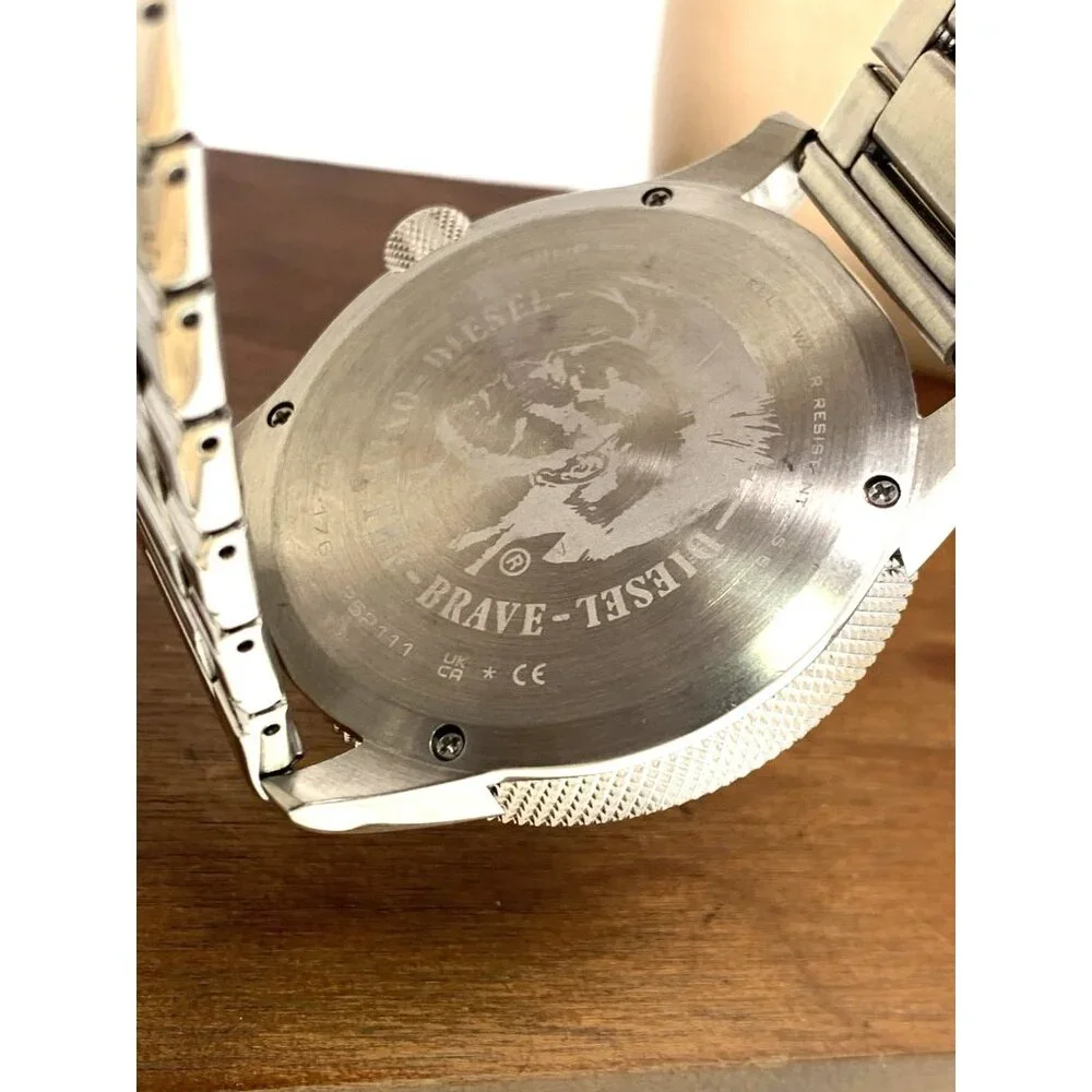Diesel Men's Watch DZ1763 Rasp Quartz Blue Dial Silver Stainless Steel 47mm